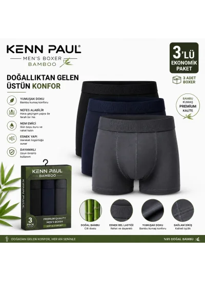 Kenn Paul Bambu Erkek BOXER  3 ADET
