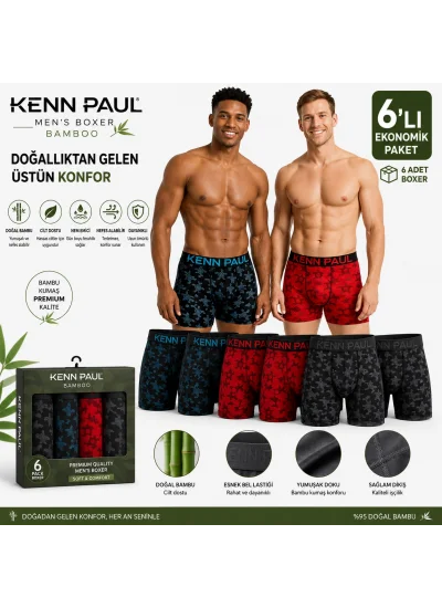 Kenn Paul Desenli Erkek Boxer 6 ADET