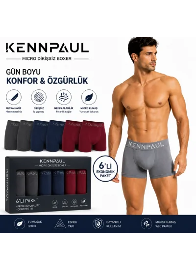 Kennpaul Mikro Dikişsiz Erkek Boxer 6 Lı Paket