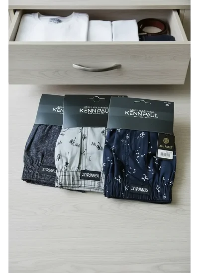 Kenpaul Desenli Poplin Erkek Boxer 3 Adet
