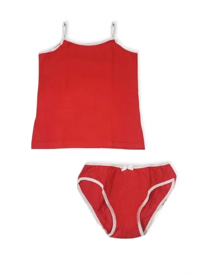 Girl Child Strapped Tank Top Set Red 2544