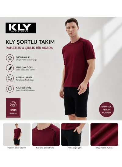 KLY Şortlu Bordo Pijama Takım 26216