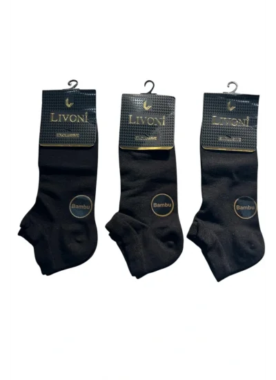 Livoni Dikişsiz Bambu Erkek Patik Çorap 3 adet