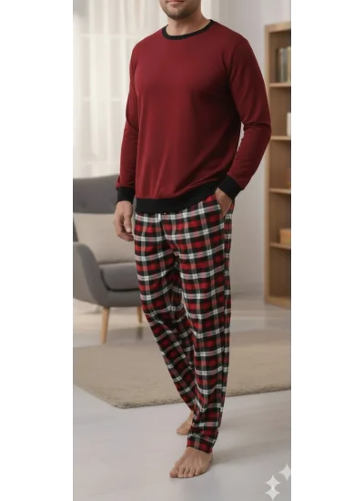 Pijalüx Tek Alt Cepli Ekose Pijama
