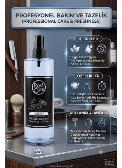 Red One Silver Spray Barber Cologne 400 Ml