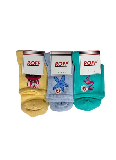 Roff Konçlu Dikişsiz Figürlü Kolej Çorap 3 Adet