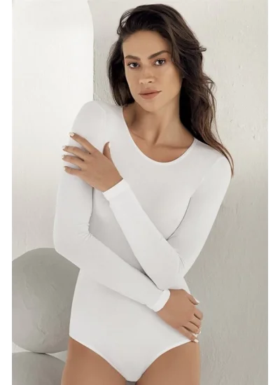 Şahinler Kadın Uzun Kollu Bisiklet Yaka Çıtçıtlı Body B866