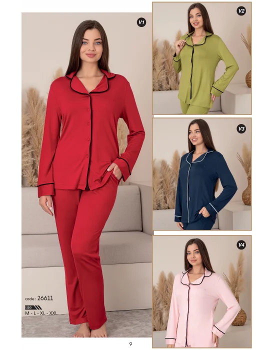 Limissi Önden Düğmeli Kadın Pijaması acivert Renk 26611