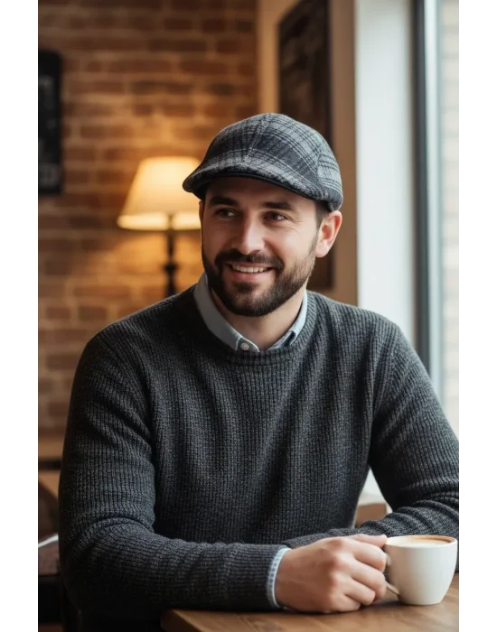 Kışlık Kulaklı Ekose Ördek Şapka Koyu Renk