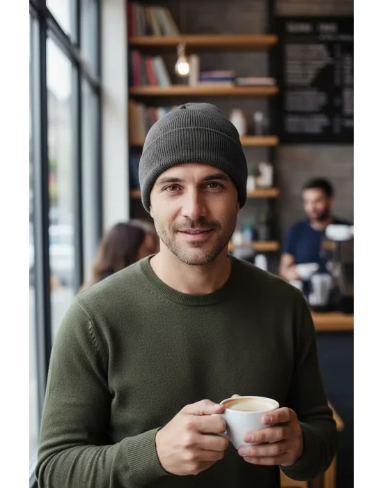 yoncatoptan Unisex Kış ve Sonbahar için Çift Kat Siyah Bere Yeni Üretim