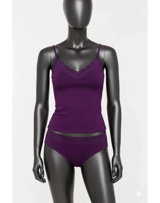 Kadın Dantelli İp Askılı Atlet ve Bikini Takımı 2044