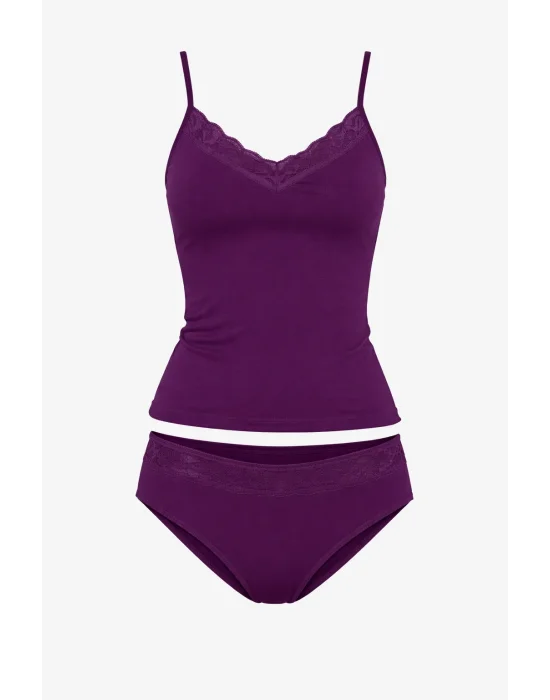 Kadın Dantelli İp Askılı Atlet ve Bikini Takımı 2044