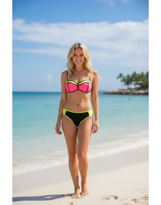 Mila Zippered Strapless Covered Bikini Top