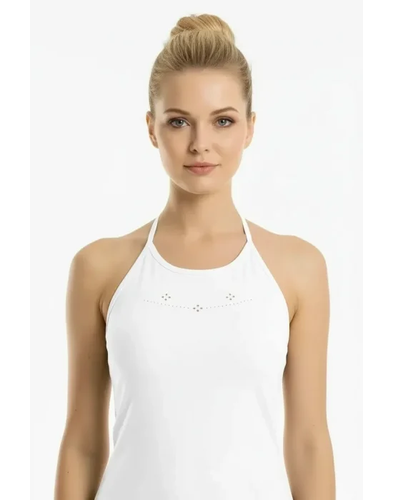 Boyundan Bağlamalı Taş İşlemeli Atlet