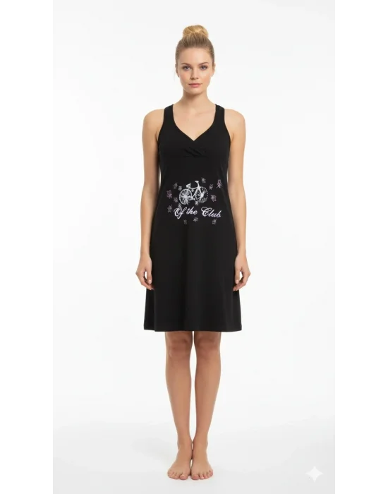 2700 Berrak Siyah Baskılı Elbise