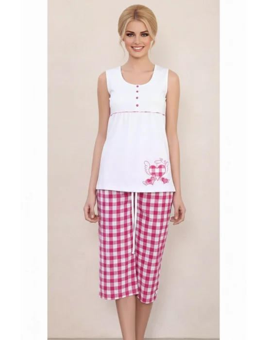 Şahinler Womens Summer Buttoned Pajamas 21522