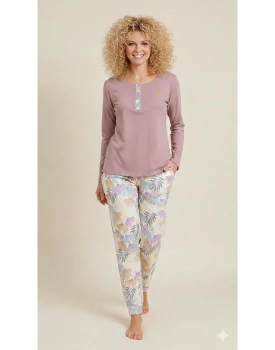 LİMİSSİ VİSKON ALT DESENLİ PİJAMA TAKIMI