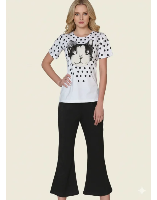 Clear Cat Printed Womens Capri Set 2465