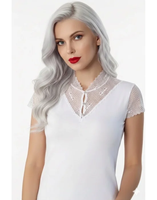 Falcons Buttoned Lace Tank Top B640