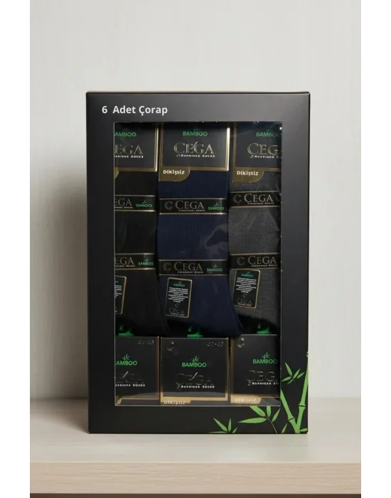 Çega Bambu Erkek Soket Çorap Asorti Renk 6 Adet