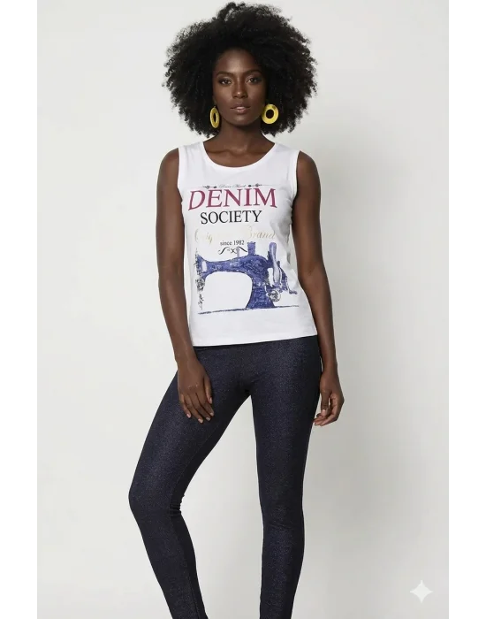 Berrak Kadın Denim Baskılı Tayt Takım 2481