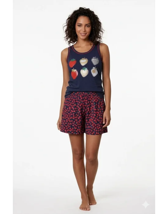 2490 BERRAK ÇİLEKLİ BAYAN ŞORTLU TAKIM