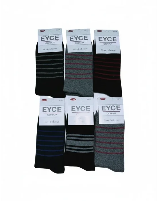 Ucuz Erkek Çorabı Çember Desenli Asorti 6 Adet