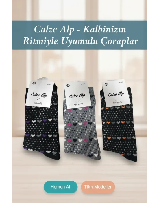 Peace Heart Patterned Lycra Womens Sock Pair