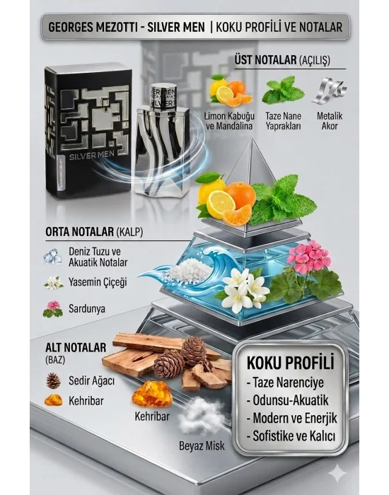 Silver Men Georges Mezotti EDT 100 ml Erkek Parfüm