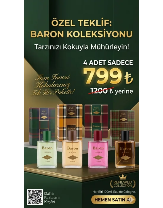 BARON Wall Street DSG , Brown, IVO, NCT 2026 4 lü Erkek EDC Erkek Parfüm Seti  4X 100 ml