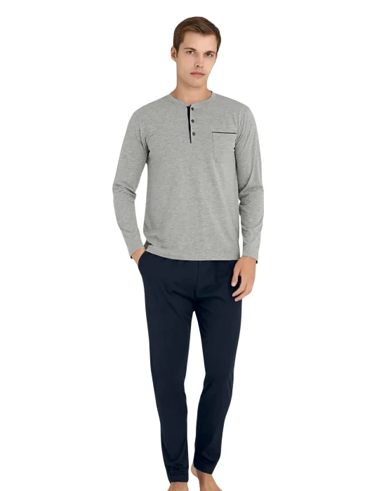 KLY Midi Yaka Erkek Uzun Kollu Kışlık Pijama 9250