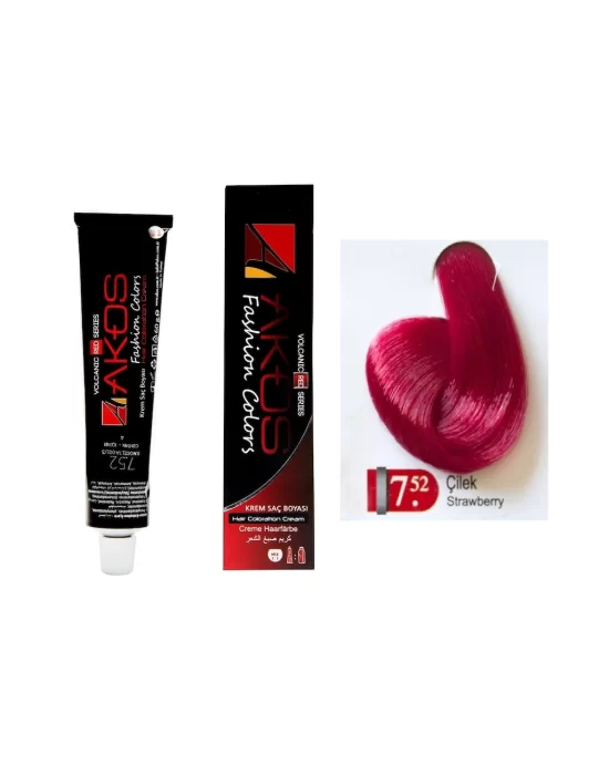 Akos Strawberry Red Hair Dye 7.52 1 Piece + 1 Piece Oxidant