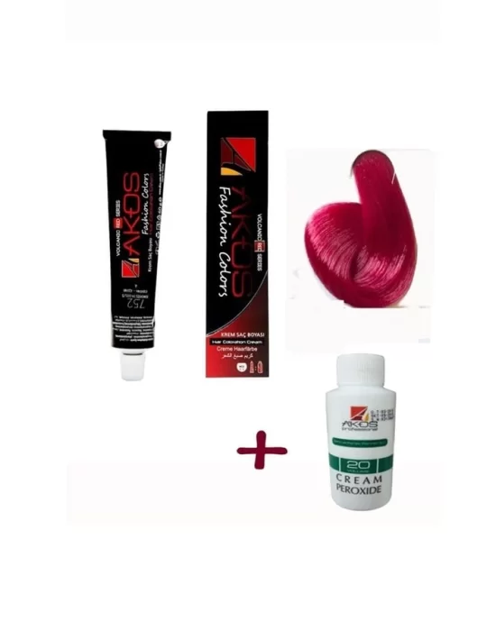 Akos Strawberry Red Hair Dye 7.52 3 Pieces Dye and 1 Piece Oxidant