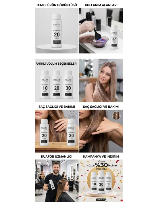Akos Krem Peroksit 20 Volüm %6 60ML-10 Adet