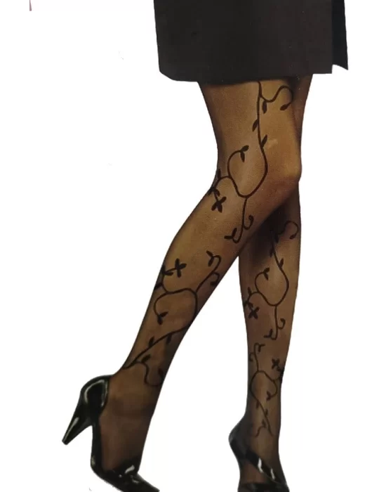 Bali Womens Patterned Tights Fulya Black 2