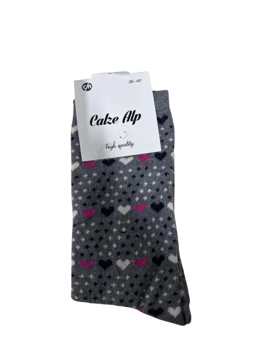 Barış Kalp Desenli Likralı Kadın Soket Çorap 1 Adet