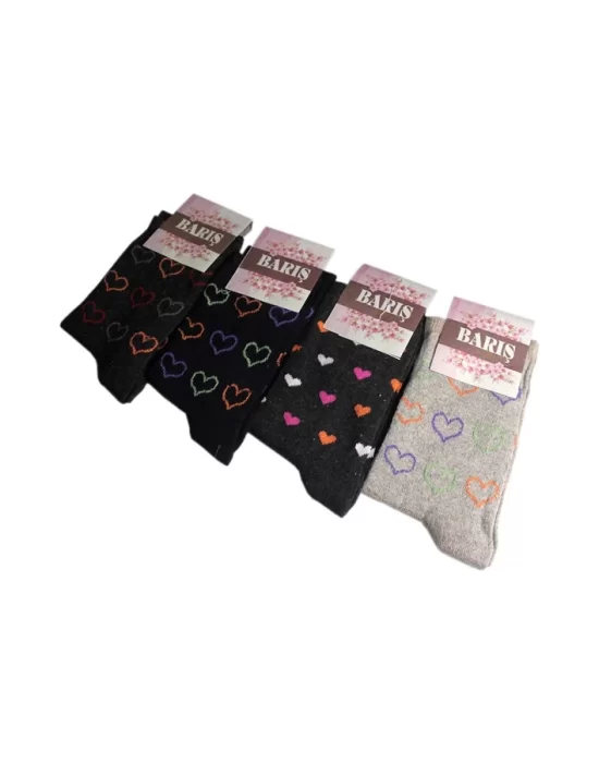 Peace Heart Patterned Lycra Womens Sock Pair