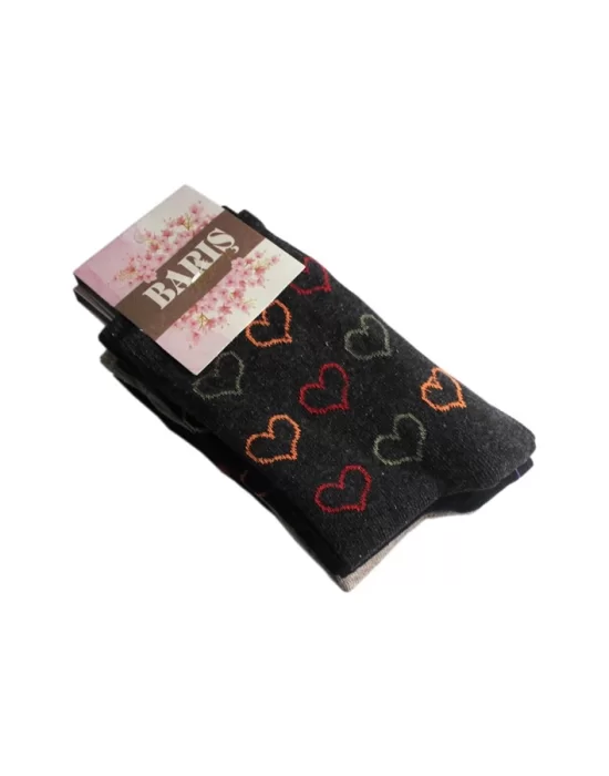 Peace Heart Patterned Lycra Womens Sock Pair