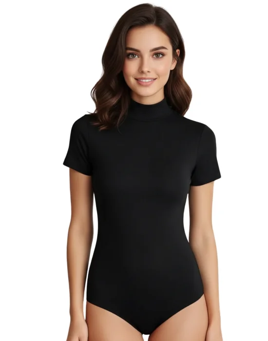 Clear 2054 Lycra Fisherman Collar Half Sleeve Snap Bodysuit