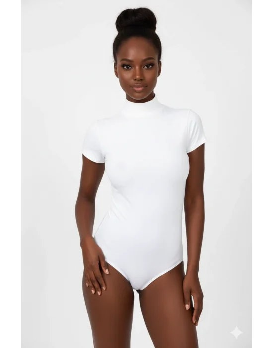 Clear Womens Short Sleeve Snap Fastening Bady 2053