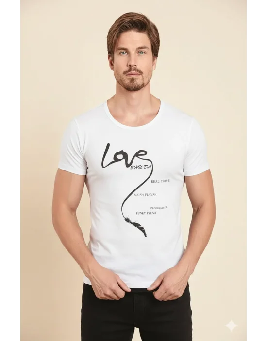 Berrak Erkek Love Baskılı T Shirt 1037