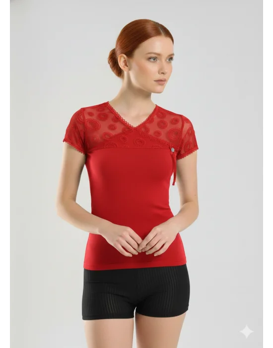 Berrak Womens Flocked Crepe Tank Top Elastane 2174