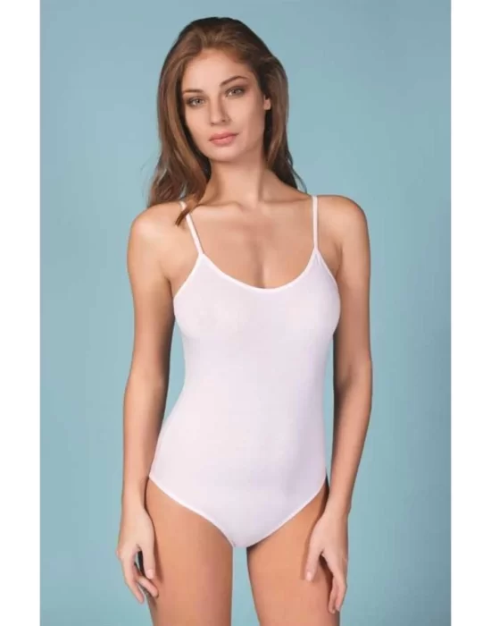 Clear Womens String Strap Snap Fastener Bodysuit 2081