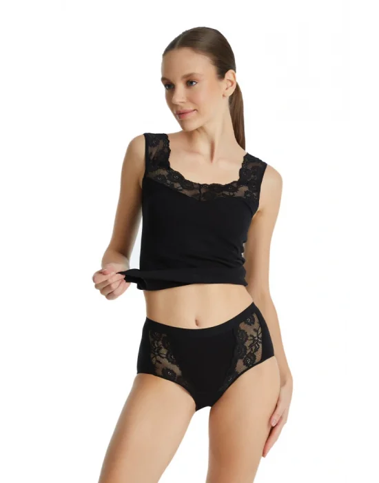 Black Spade Womens Slip Private Lace Maxi 1316