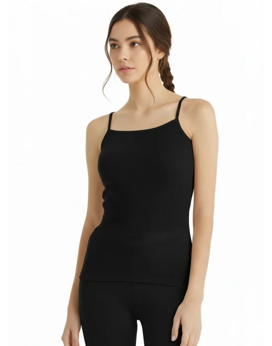 Black Spade Thermal Spaghetti Tank Top 1265