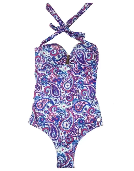 Blackspade Blue Scarf Patterned Womens Swimsuit 8258