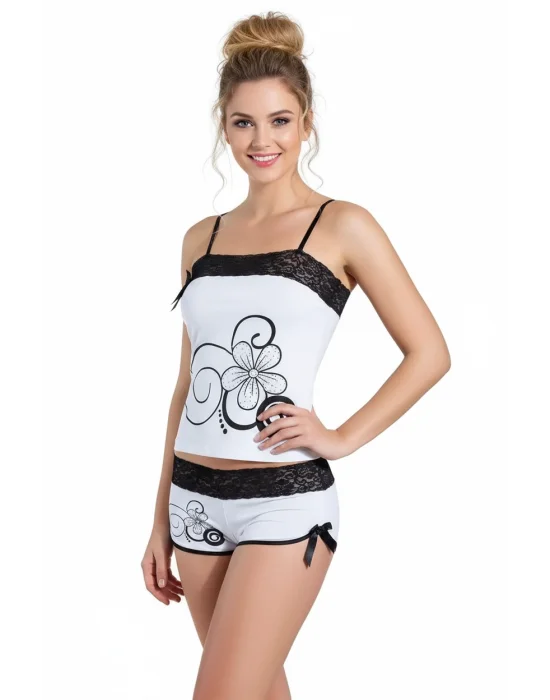 Floral Embroidered Shorts Set B333