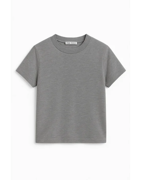 Crop Kısakollu Body Gri Renk