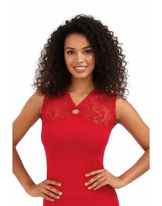 Lacy Flocked Sleeveless Modal Womens Blouse Elastane