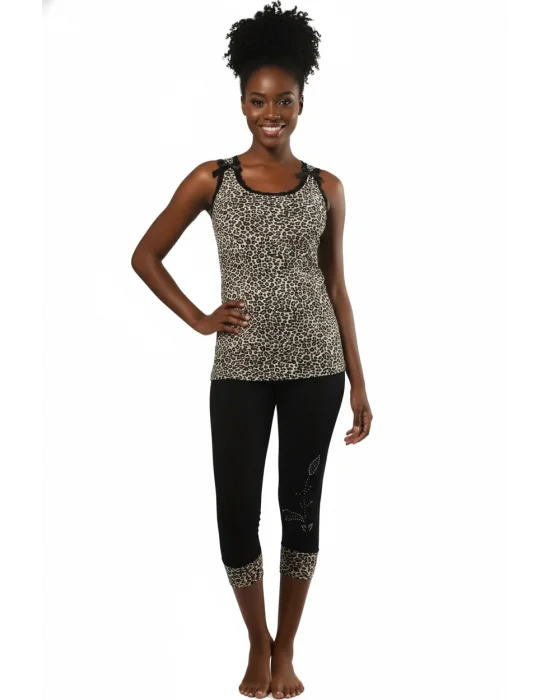 HMD Kadın Leopar Baskılı Tayt Takım 60011